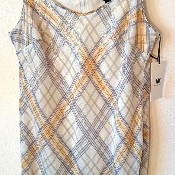 W by Worth sequin plaid tank designer dress NEW - Picture 4 of 8